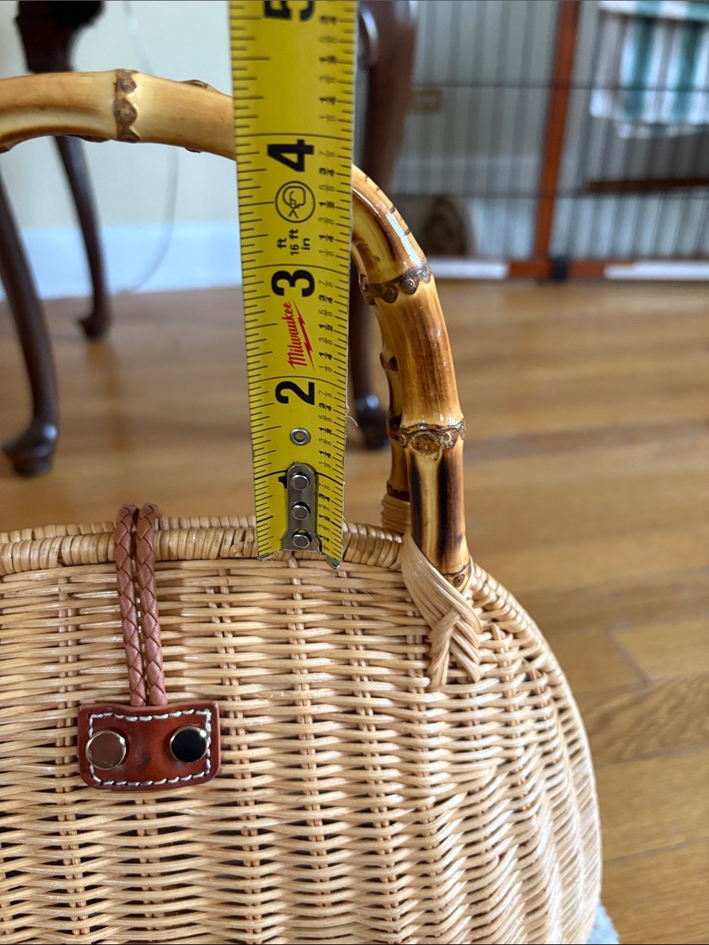 J. McLaughlin Woven Bamboo-Handle Straw Tote - Tan - Picture 5 of 9